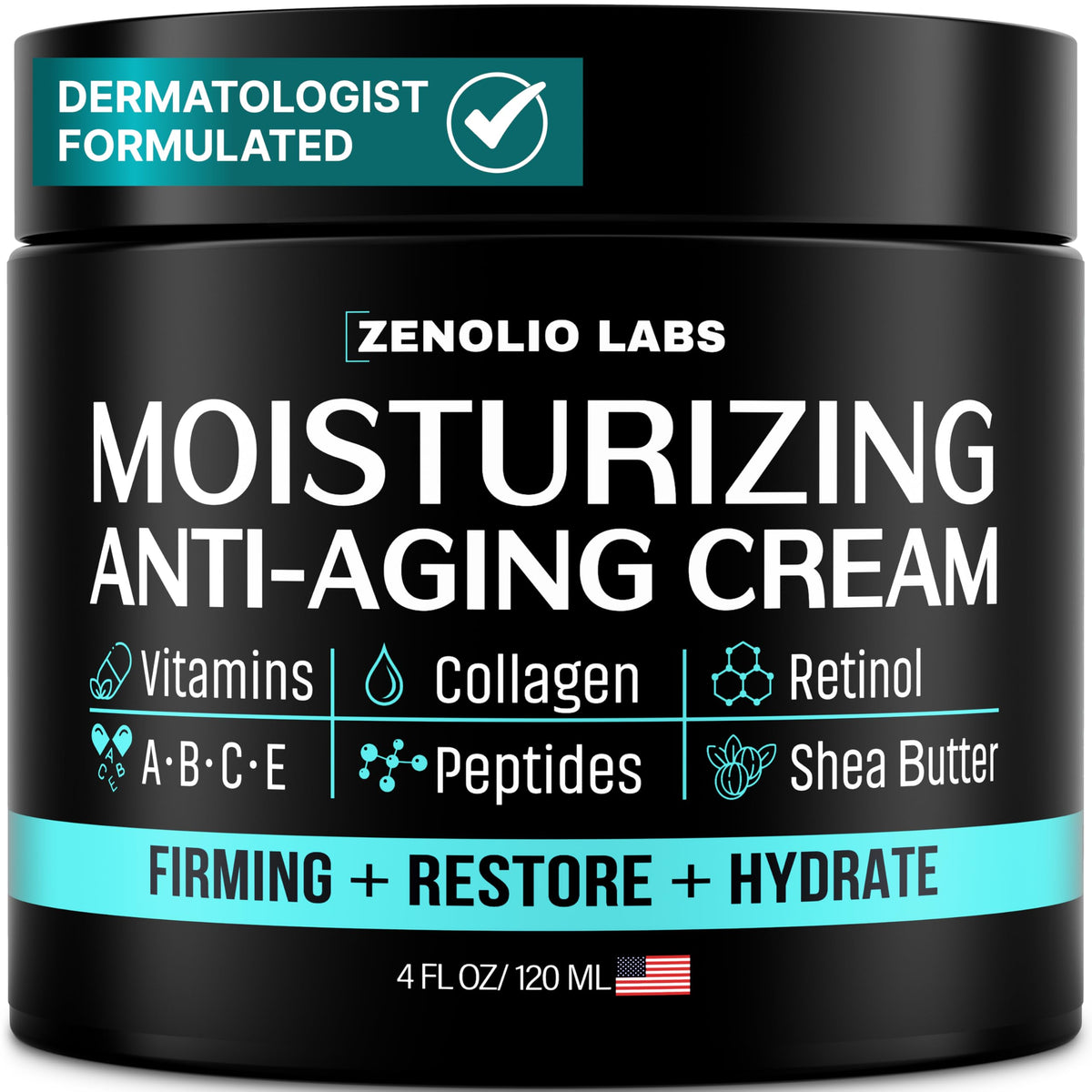 Mens Face Moisturizer Cream - Anti-Aging & Wrinkle Cream with Retinol, 4 OZ