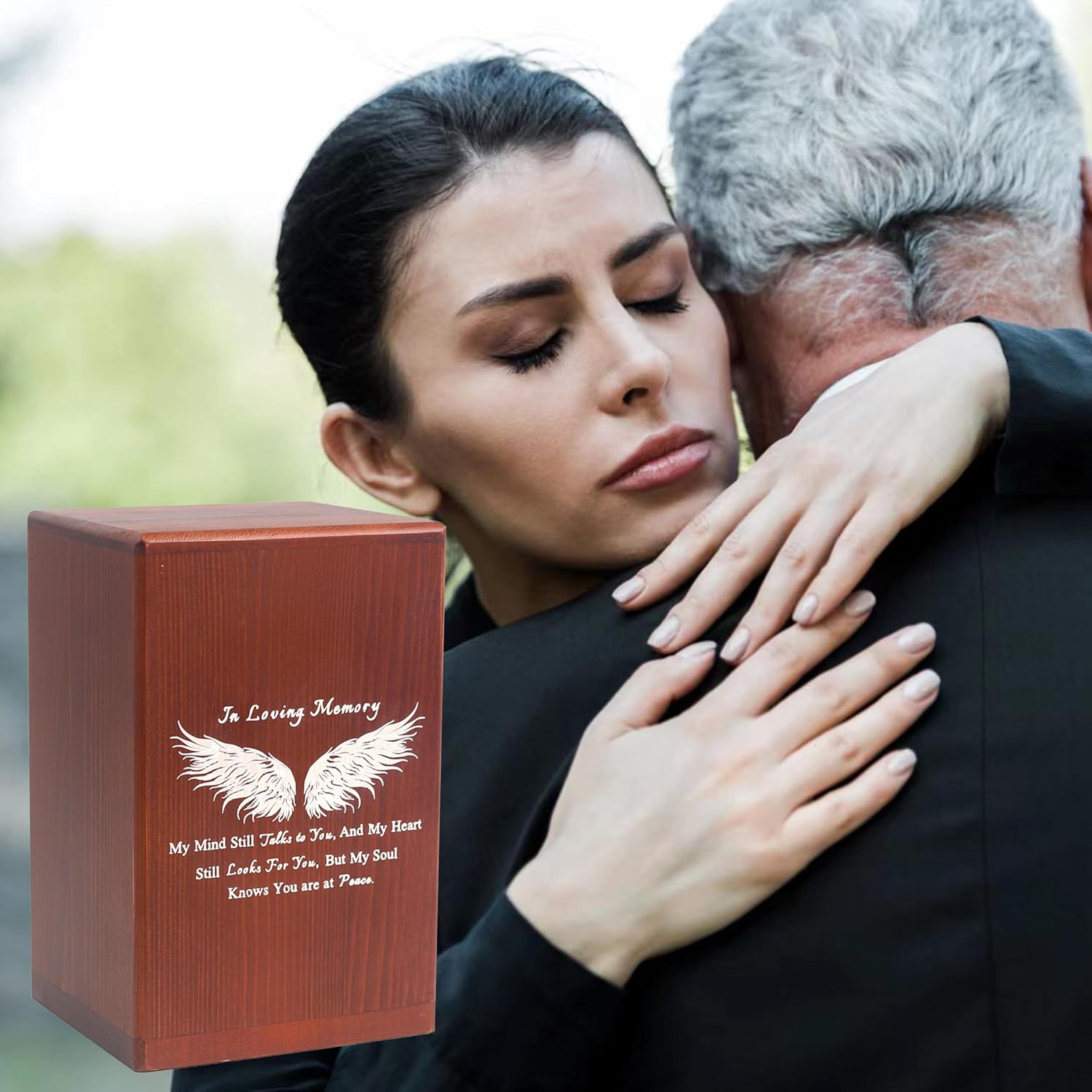 Wooden Urn Box and Casket for Men Women Funeral Memorial Urns for Ashes Cremation Urn Keepsake Urn for Adults