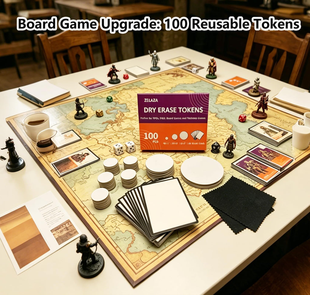 Dry Erase Tokens, 100 PCS RPG Circle Tokens and TCG Proxy Cards Set