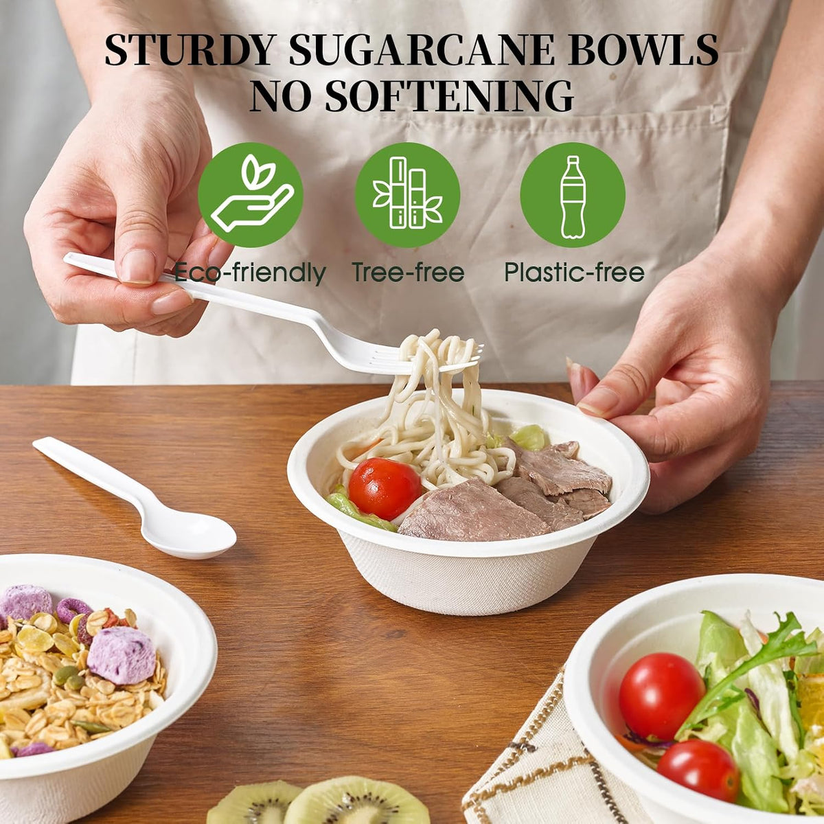 145 Pack 12 OZ Disposable Compostable Paper Bowls for Salad