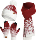 Kids Winter Hat Gloves Scarf Set: Girls Boys Beanie With Pom Knit Neck Warmer Gaiter Mittens Fleece Lined Sets (One