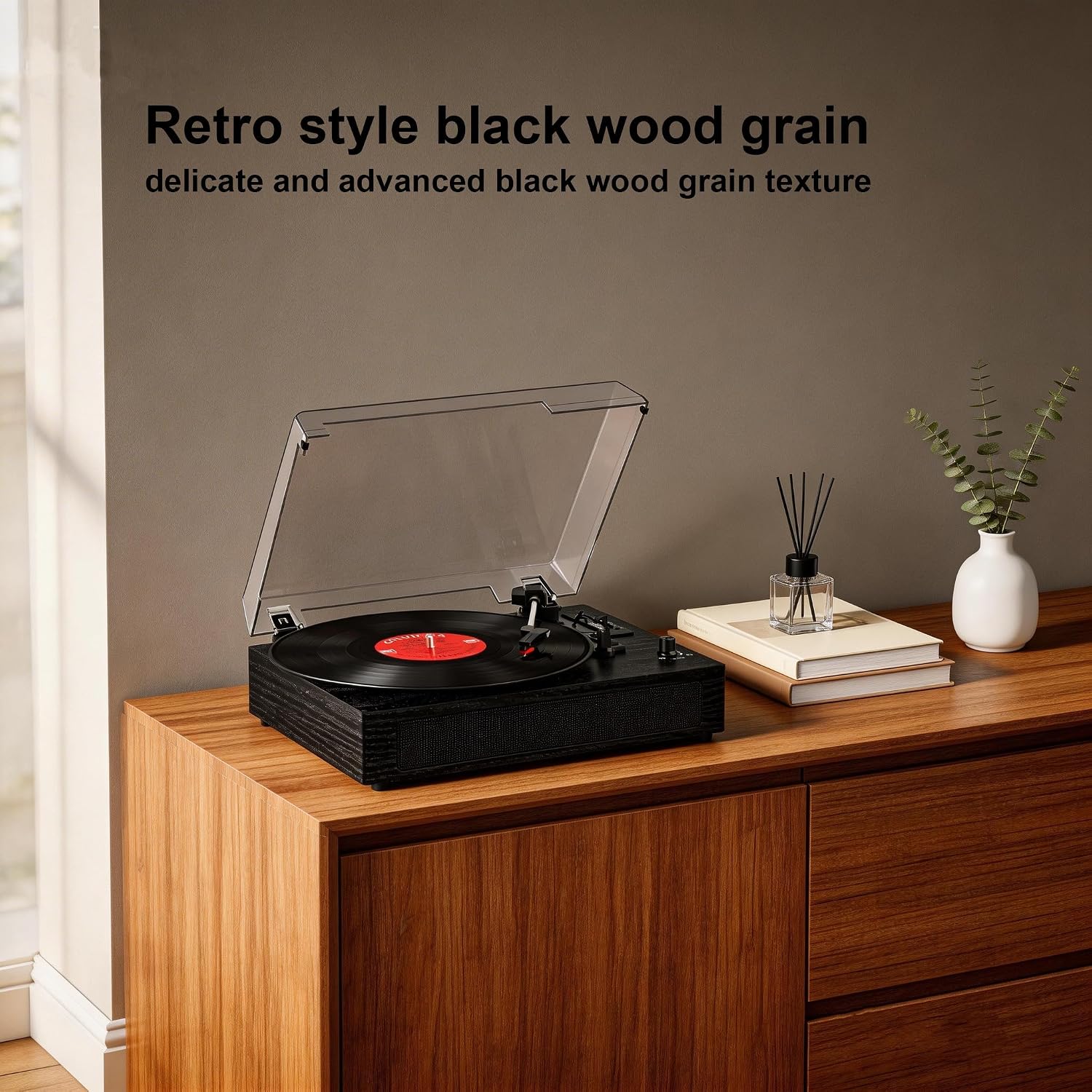 Vinyl Record Player with Bluetooth, 3-Speed Belt-Drive Turntable with Built-in Speakers, Easy Setup for Beginners