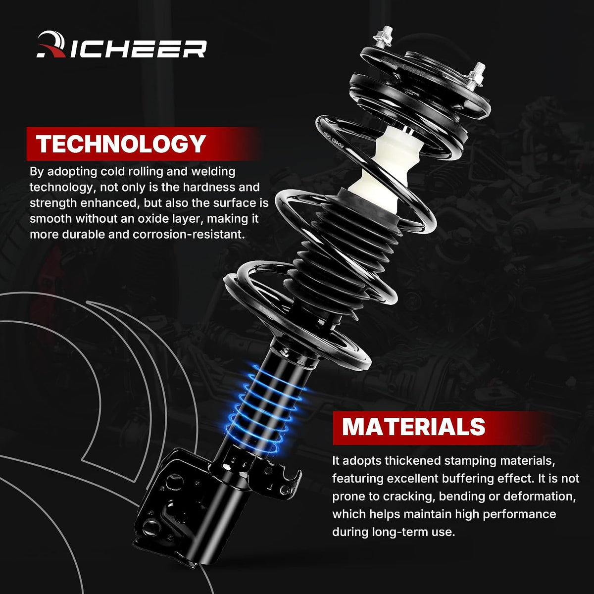 Richeer Front and Rear 4 PCS Strut Shock Assembly Fits 2009-2013 Corolla