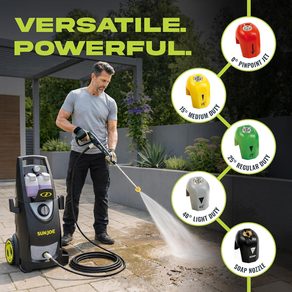 Pressure Washer, Electric Power Washer, Heavy-Duty Portable Cleaning & Washing Machine System with Patios &