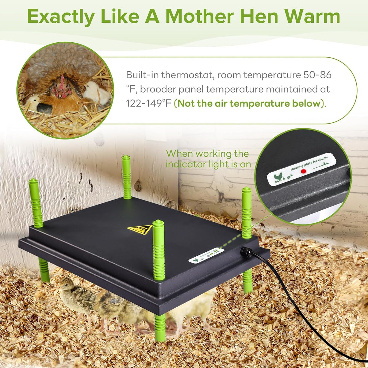 Brooder Heat Plate 12 X 16” Chick Heating Plate Warm Up to 30 Chicks