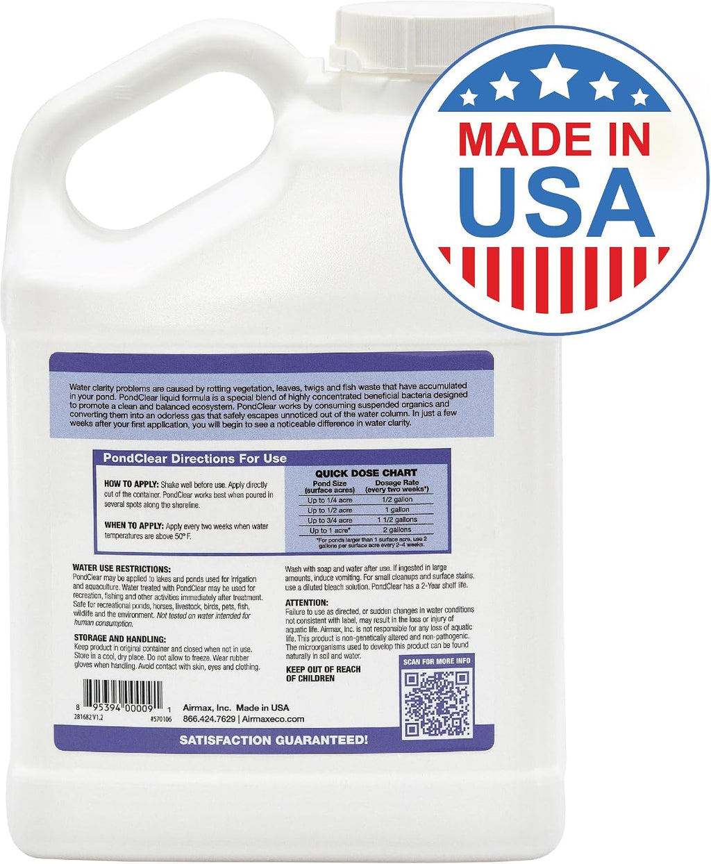 PondClear Liquid Bacteria Water Clarifier for Ponds & Lakes, 1 Gal