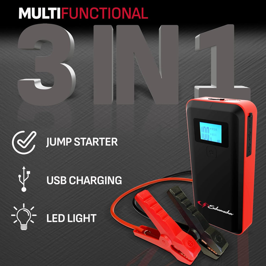 1000 Peak Amp 12V Portable Lithium Car Battery Jump Starter & Power Pack - Lithium Ion Jump Box - with USB Charging &