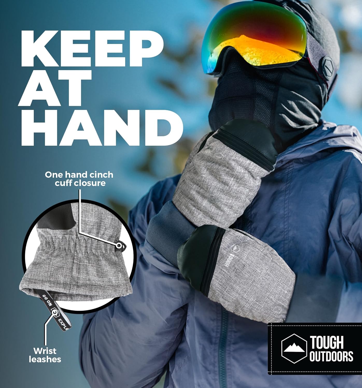 Winter Ski Mittens for Women & Men - Waterproof Insulated Snowboard Gloves - Snowboarding Snow Glove Mitten