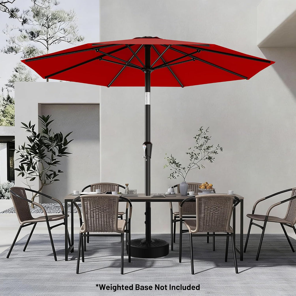 9FT Outdoor Patio Umbrella with Tilt and Crank, Red