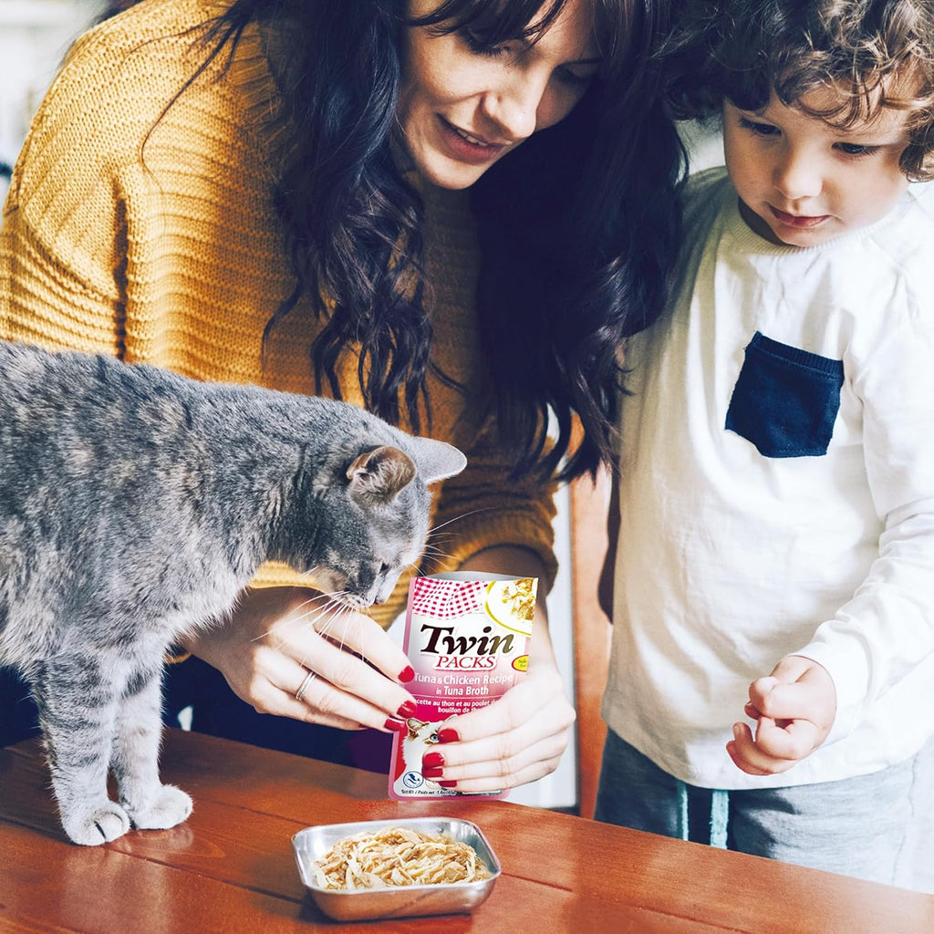 Twin Packs for Cats, Side Dish/Topper Pouch, 1.4 Ounces per Serving, 16 Servings, Tuna & Chicken with Scallop Recipe