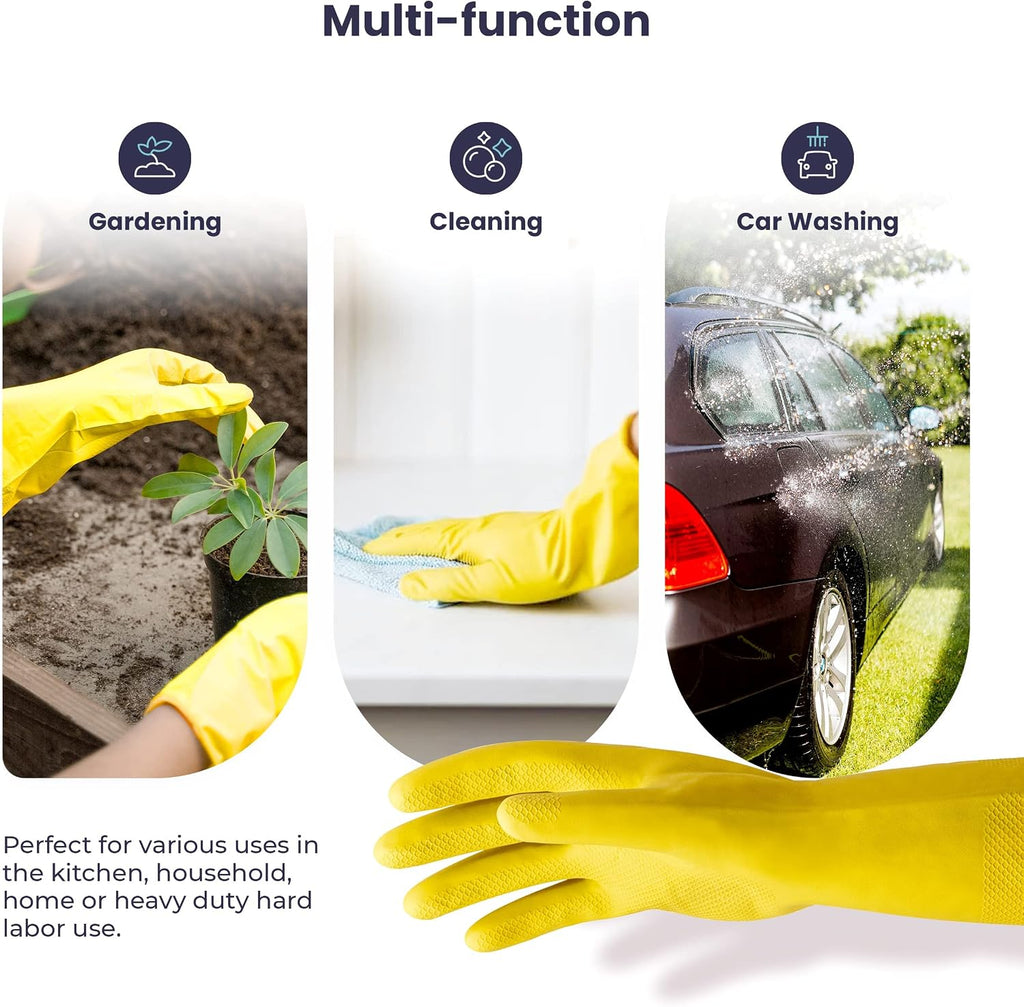 3/6/12/60 Pairs Cleaning Gloves, Waterproof Rubber Gloves for Washing Dishes, Non-Slip Latex Dishwashing Gloves