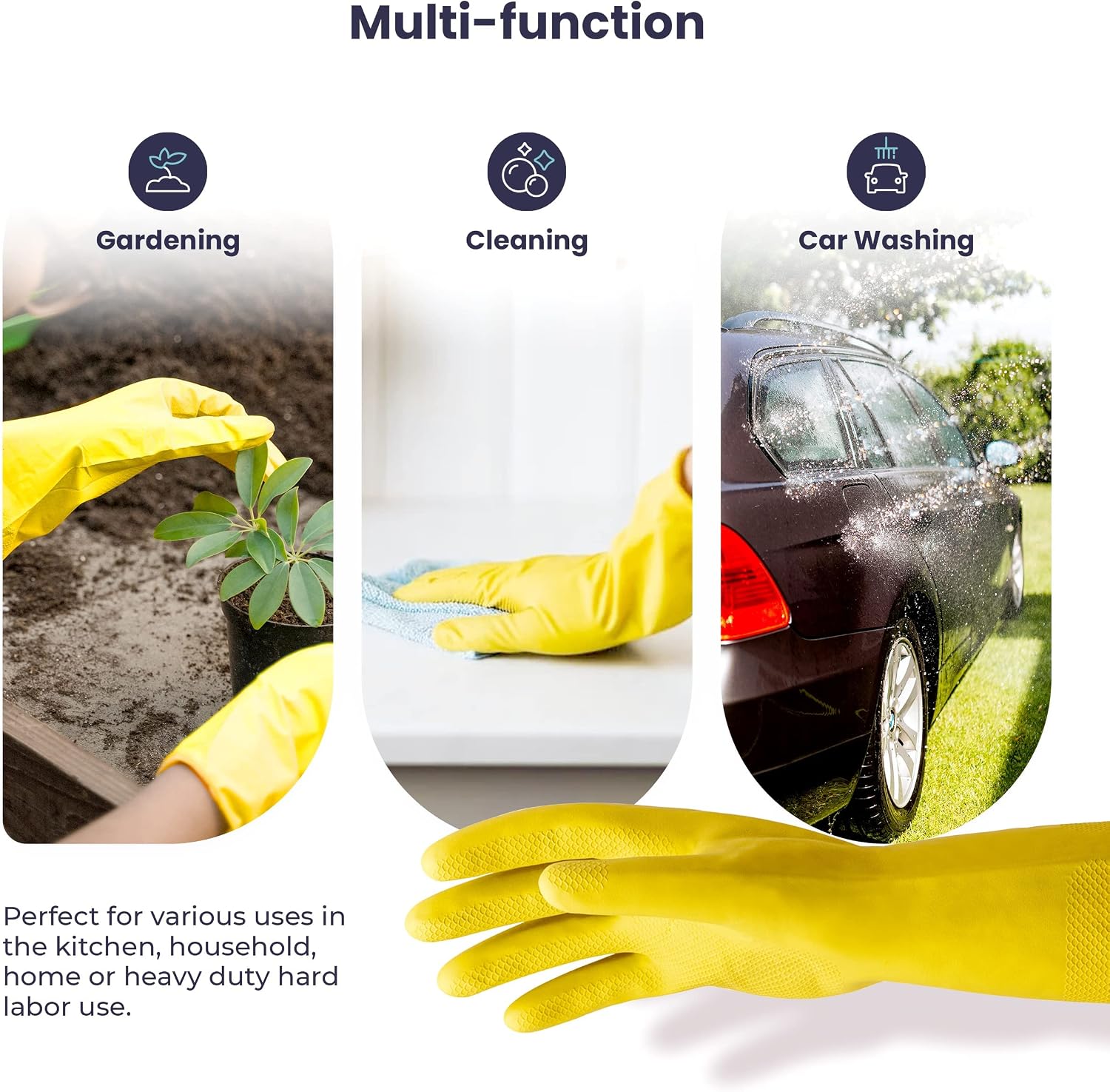 3/6/12/60 Pairs Cleaning Gloves, Waterproof Rubber Gloves for Washing Dishes, Non-Slip Latex Dishwashing Gloves
