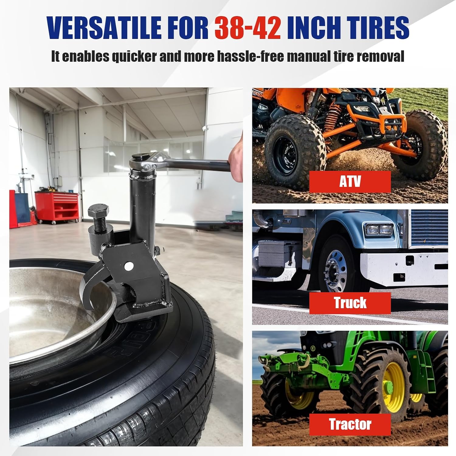 Manual Tire Bead Breaker – Heavy-Duty Bead Buster with Rubber Pad, 38-42 Inch (97-107cm) for Tire Removal, Works for