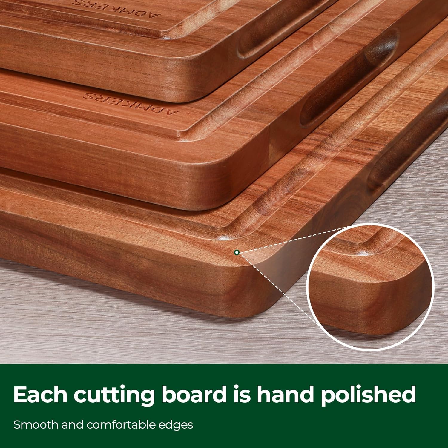 Wood Cutting Boards for Kitchen, Acacia Wooden Cutting Board Set, Charcuterie Board, Large Solid Chopping Board for