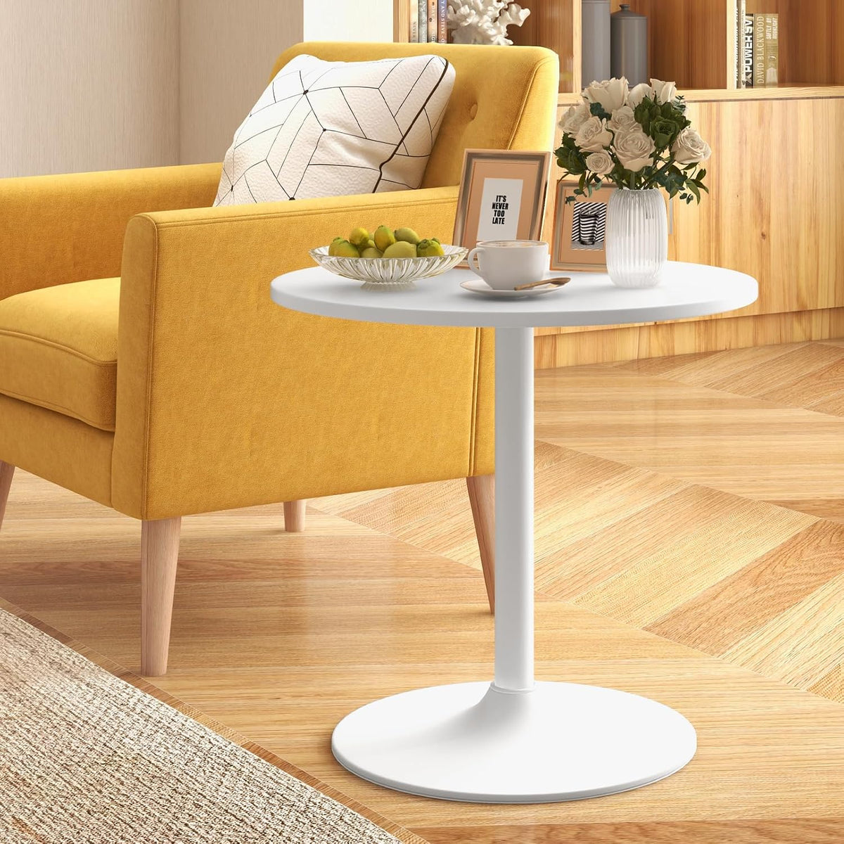 Round Bistro Table, Height Adjustable Bar Height Cocktail Table