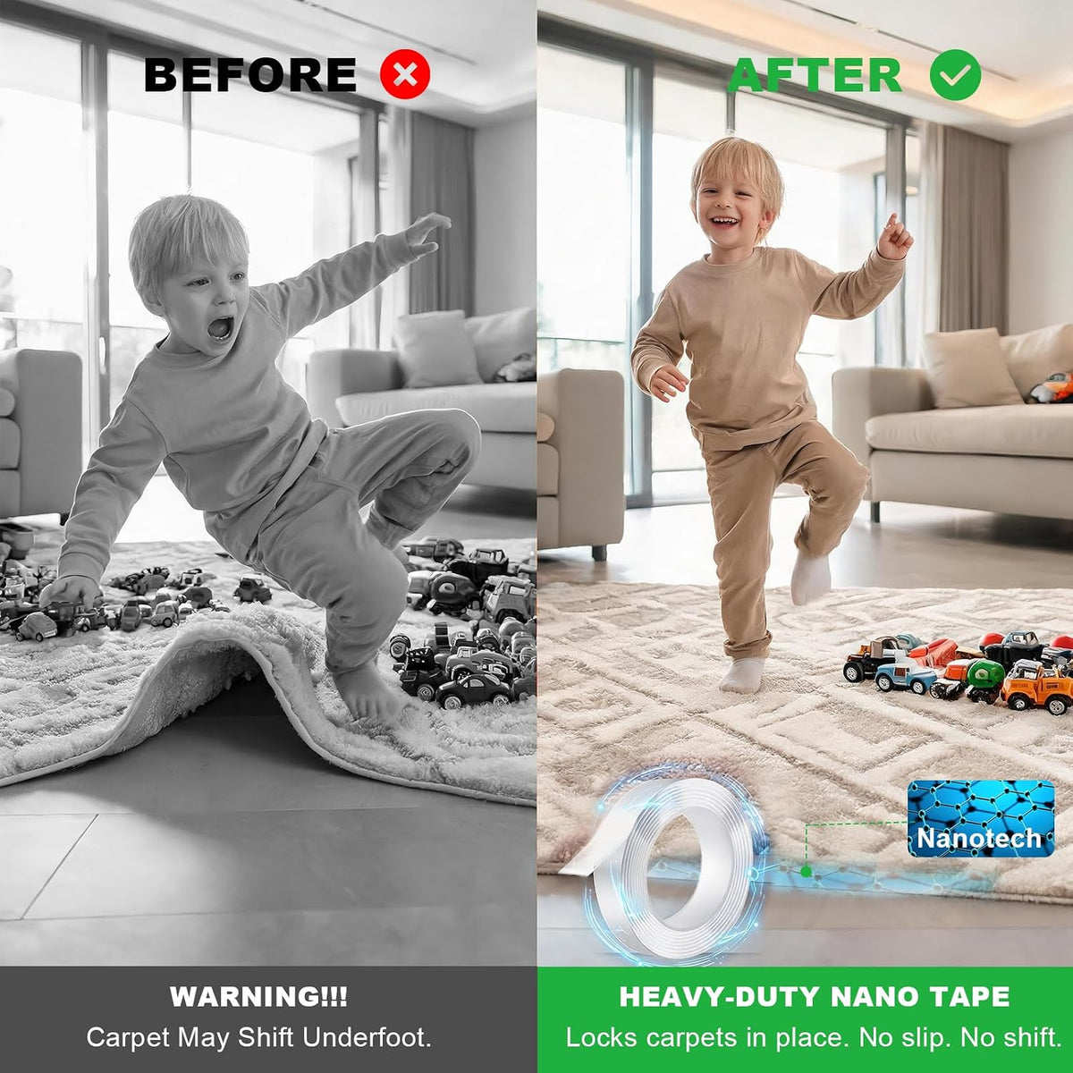 Double Sided Tape Heavy Duty, Clear Nano Mounting Tape 2 Rolls 20 Feet