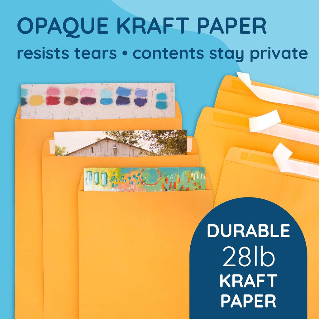 100 6" x 9" Kraft Catalog Envelopes, Self Seal
