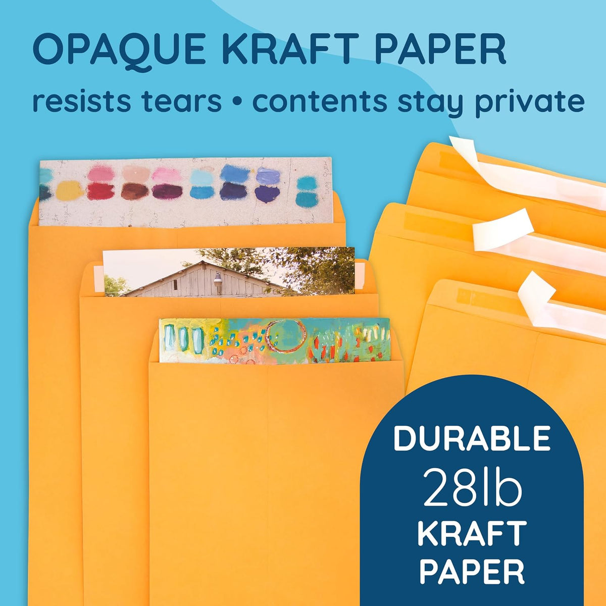 100 6" x 9" Kraft Catalog Envelopes, Self Seal
