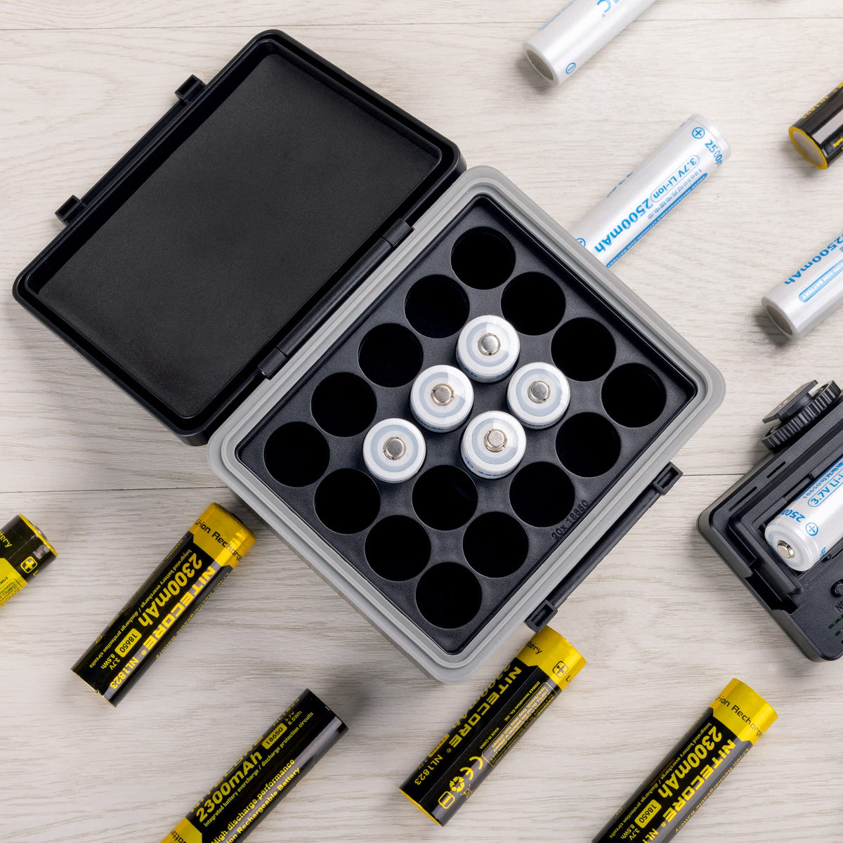 20 Slots 18650 Battery Storage Case Holder Container Box，High Capacity