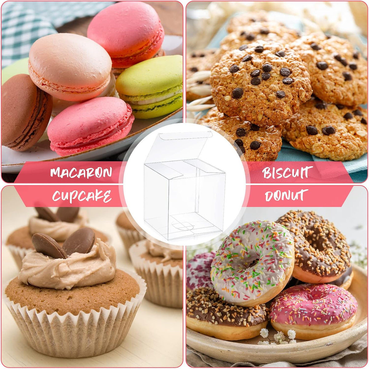 100 Pack Clear Favor Boxes 4x4x4 Inch Transparent PVC Gift Boxes