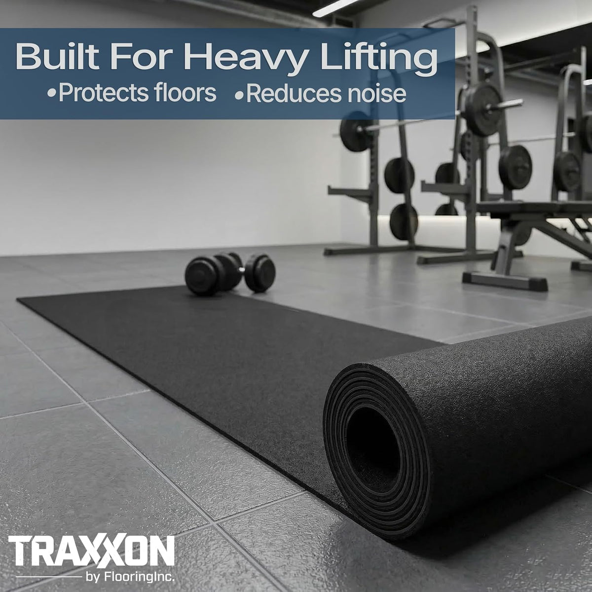 Flooring Inc's 1/4" Thick Tough Rubber Flooring Roll | Flexible Recycled Rubber Floor Mats for Home Gym | Heavy Duty