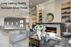 Henne Bery Soft Modern Decorative Wall Plate Switch Plate Outlet Cover (Triple Toggle/Single Duplex, Heirloom Silver)