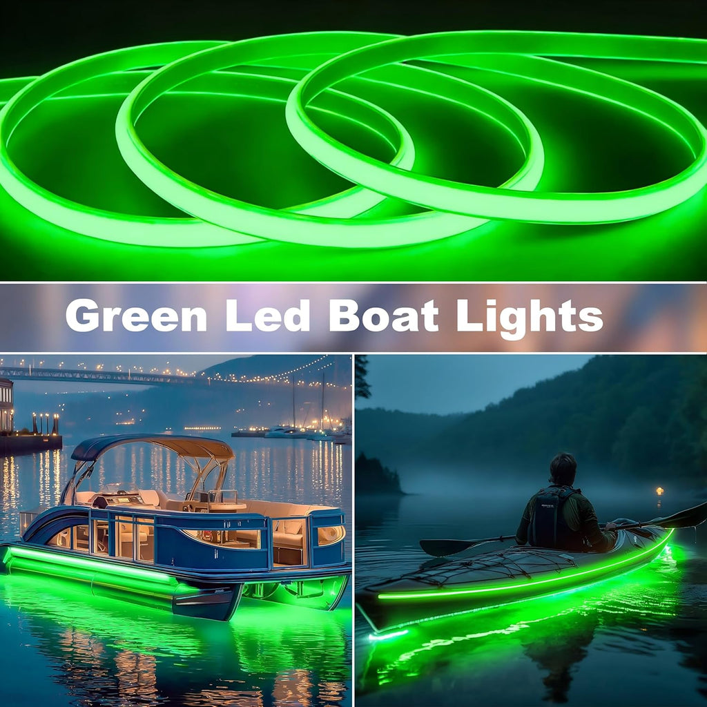 SHUNLEE 40FT Led Boat Lights Green, IP67 COB Waterproof Marine Led Lights