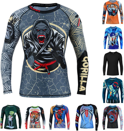 Roar BJJ Kid's MMA Rash Guard Training No-Gi and Gi Jiu Jitsu Rashguard MMA Grappling Compression Shirts Wrestling