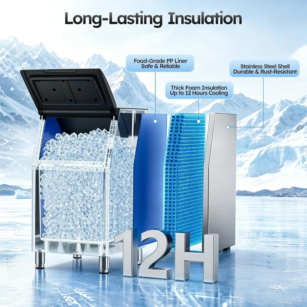 Commercial Ice Maker Machine, 680LBS/24H with 560LBS Storage Bin