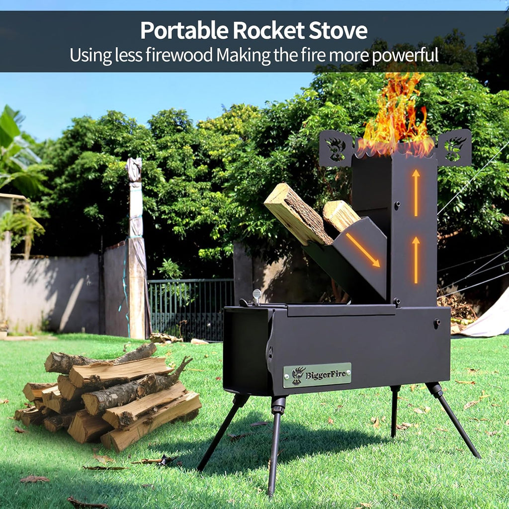Rocket Stove Portable Folding Wood Burning Camping Stove for Outdoor Cooking, Picnic, BBQ, Hunting, Fishing, Cast