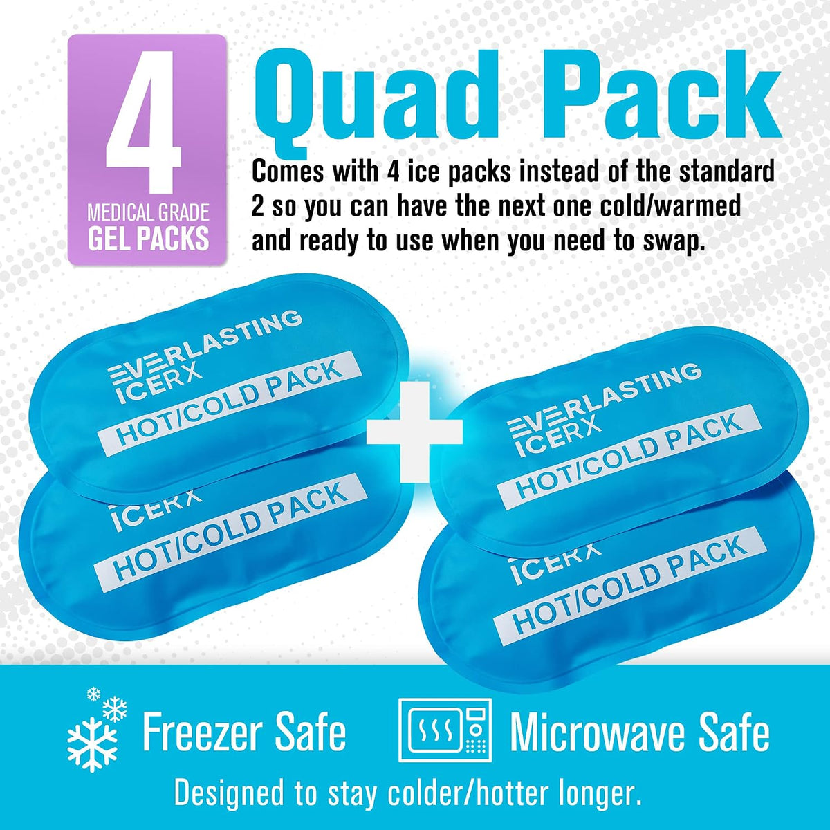 Reusable Gel Ice Packs for Injuries, Hot and Cold Compression Wrap 4 Pack