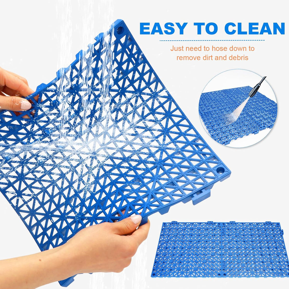 Modular Interlocking Cushion, 12 Pcs 11.6" x 11.6" Non-Slip Splicing Drainage Mats with Drain Holes, Soft PVC Floor