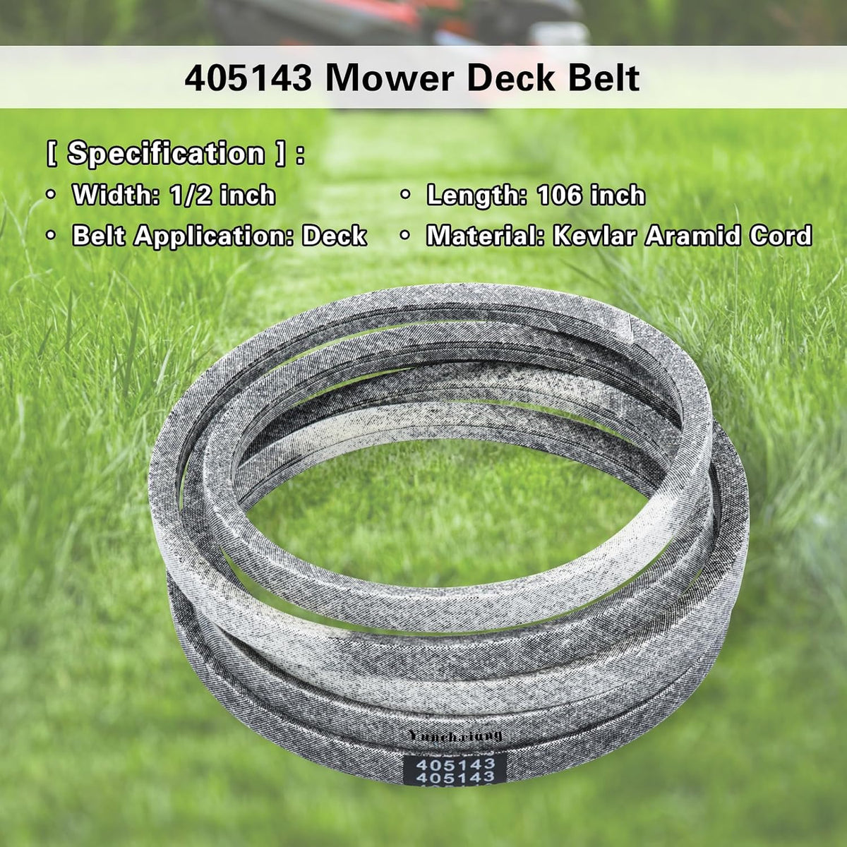 584453101 405143 Mower Deck Belt Kevlar for YTH20K46, YTH21K46, YTH22V46 Husqvarna 46 inch Deck Belt, Craftsman YT3000 Riding Mower Parts, Replaces 584453101, 405143, 532405143-1/2" x 106"