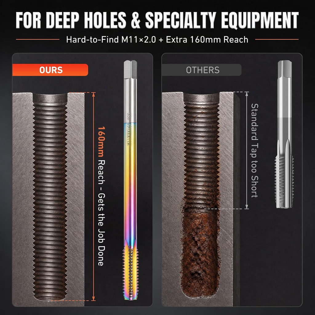 Thread Cleaning Tap Kit,M11×2.0&M8×1.25,O2 Sensor&Spark Plug Thread Chaser