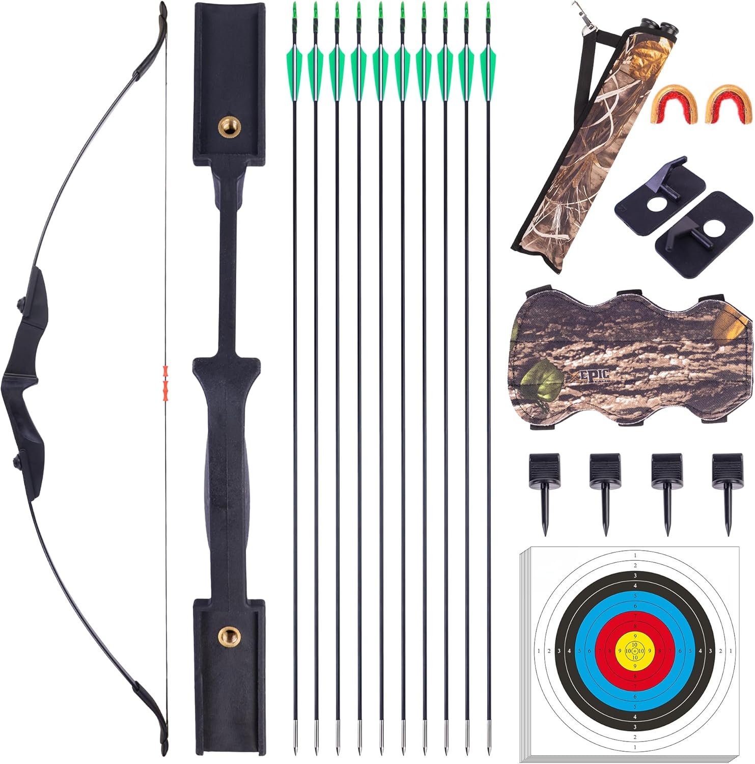 Archery Recurve Bow and Arrow Set for Adults/Youth Beginners | Left & Right Handed, Takedown Bow for Teens, Target