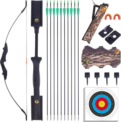 Archery Recurve Bow and Arrow Set for Adults/Youth Beginners | Left & Right Handed, Takedown Bow for Teens, Target