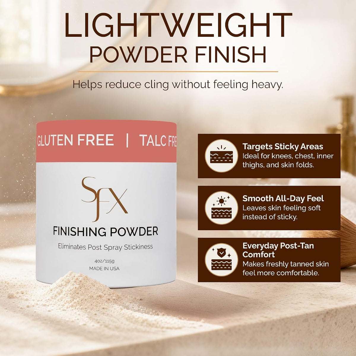 Setting Powder for Post Spray Tan Talc Free Vegan Tropical Burst 4 Oz