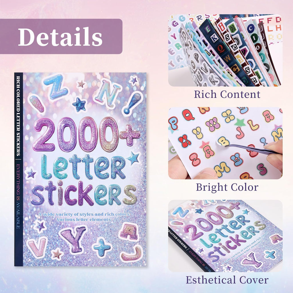 2000+ Pcs Alphabet Sticker for Journaling,Fun & Colorful Craft Letter Stickers for Junk Journal, Scrapbooking