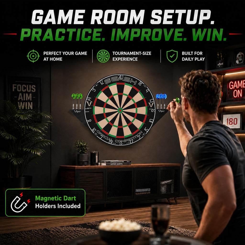 Viper Slash Regulation Professional Bristle Sisal Steel Tip Dartboard | WDF Accredited, 17.75 Inch Face, Self-Healing