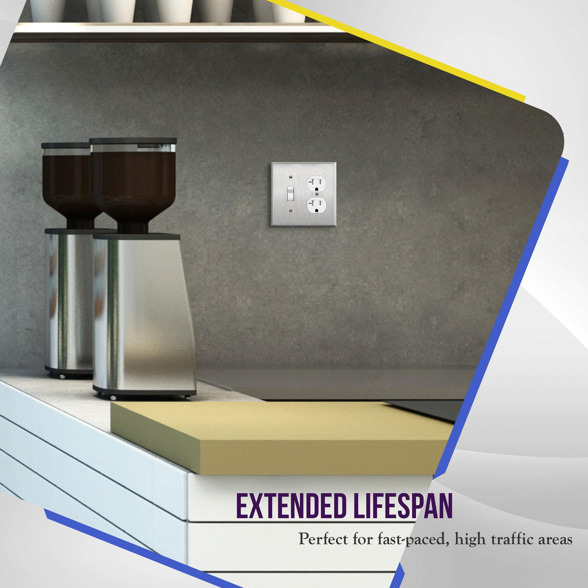 ENERLITES Combination Toggle & Duplex Metal Wall Plate, St&ard, Silver