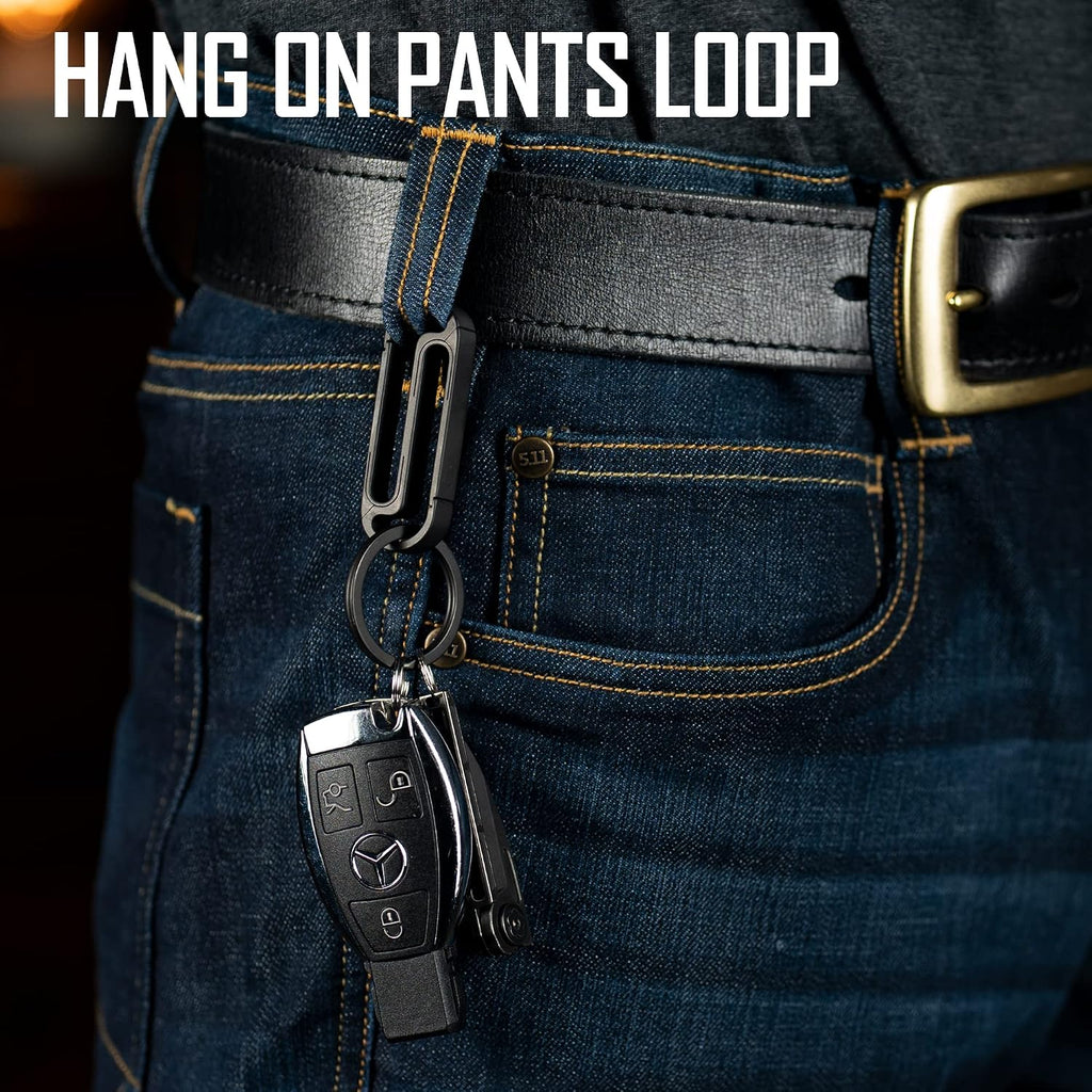 Titanium Key Holder Belt Clip, Double Side Carabiner Keychain For Men