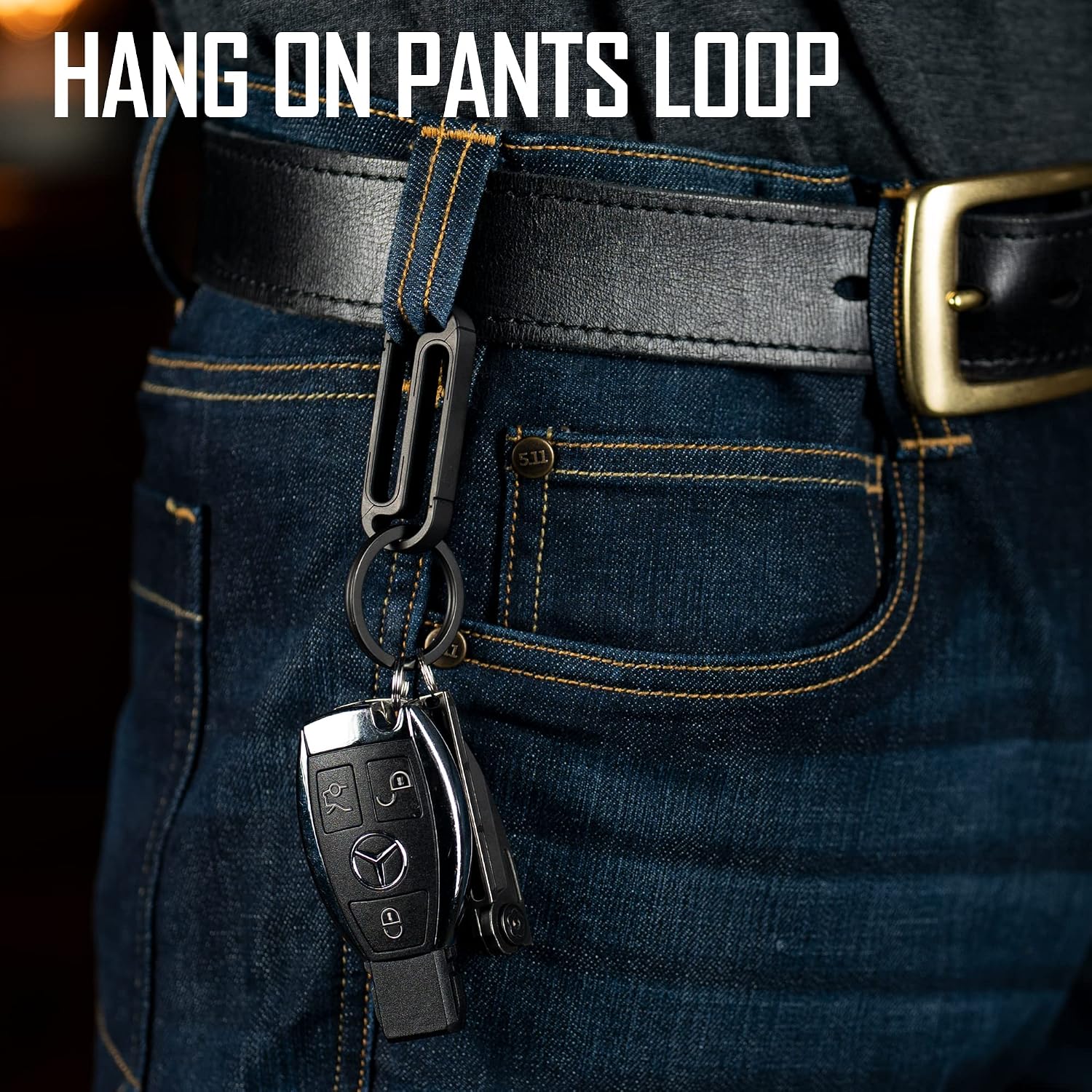 Titanium Key Holder Belt Clip, Double Side Carabiner Keychain For Men