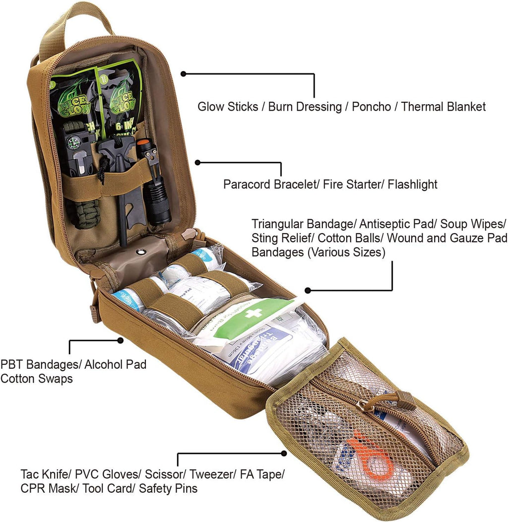 250 Pieces Survival First Aid Kit IFAK EMT Molle Pouch Survival Kit Outdoor Gear Emergency Kits Trauma Bag for