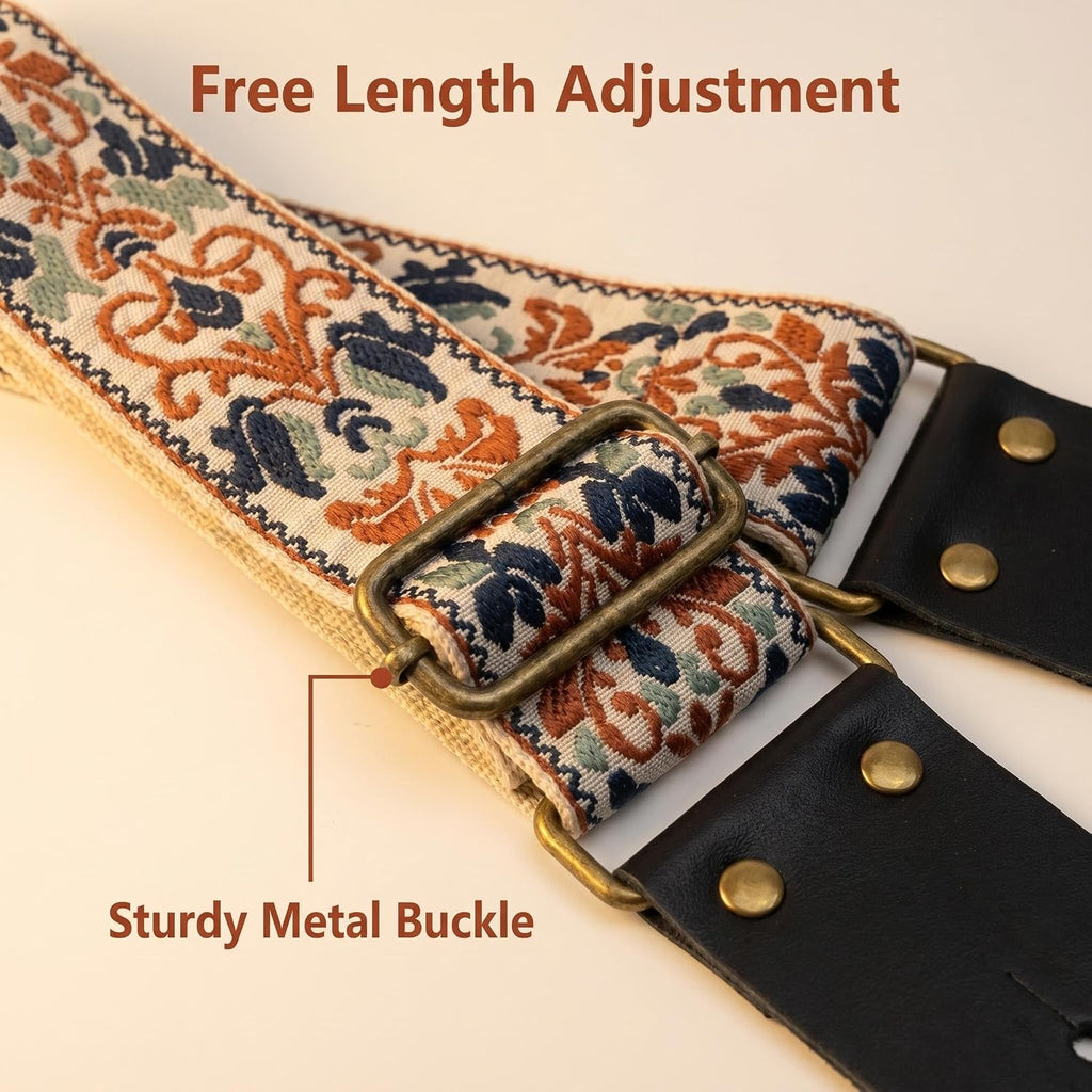 Patterned/Embroidery Guitar Strap - Adjustable for Acoustic Electric Bass,Guitars, Best Gifts