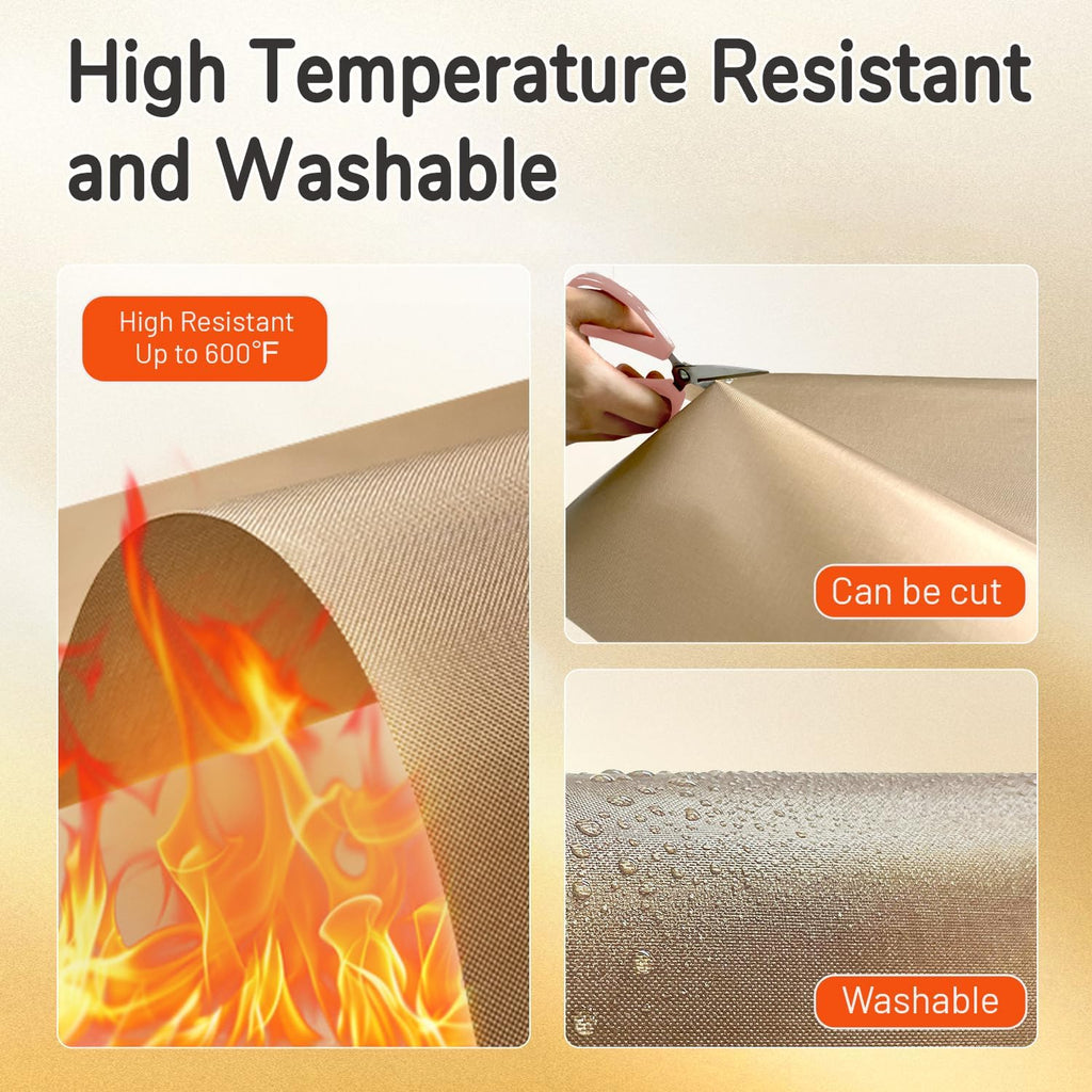 PTFE Teflon Sheets, 16 x 20", 4 Pack | Suitable For Auto Heat Press,For Heat Transfer Paper, For Sublimation Paper