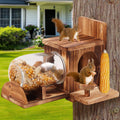 Squirrel Feeder, Wood Squirrel House, Squirrel Feeders for Outside Garden Tree, Chipmunk Feeder for Corn Peanuts