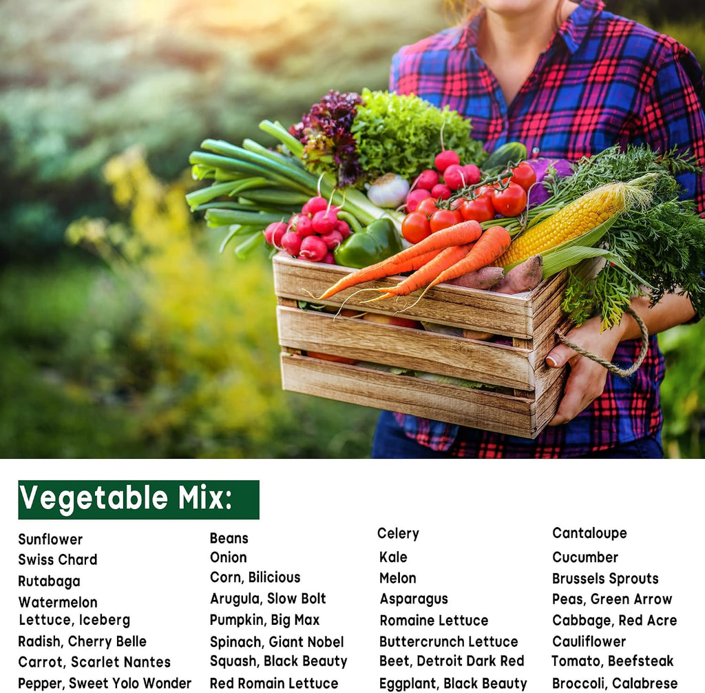 14,500+ Vegetable & Fruit Seeds - 33 Heirloom Varieties for a Bountiful Garden - Grow Tomatoes, Lettuce, Beans, More