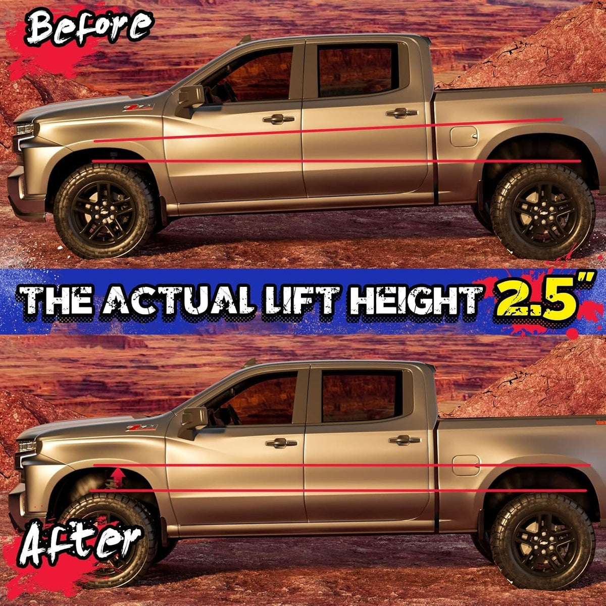 KSP 2.5" Leveling Kits for Ram 1500 2009-2026, 2pcs Front Aluminum Spacer