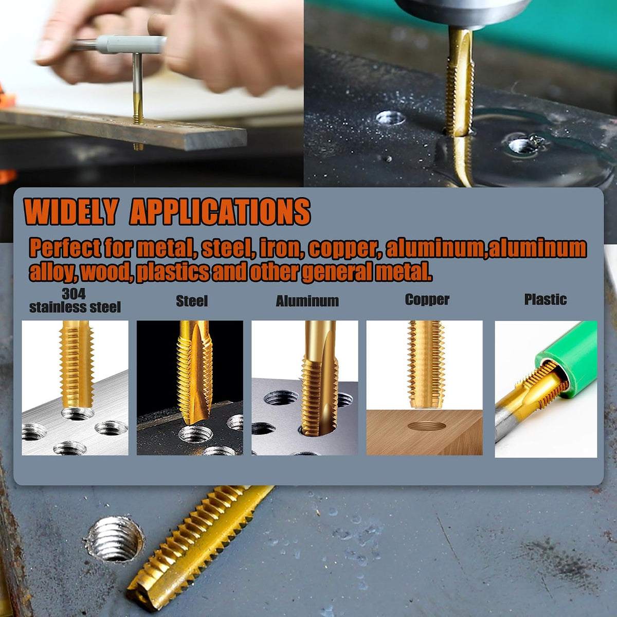 2Pcs 10-24 UNC Thread Tap for Metal,10-24 UNC M2 HSS Thread Milling Tap