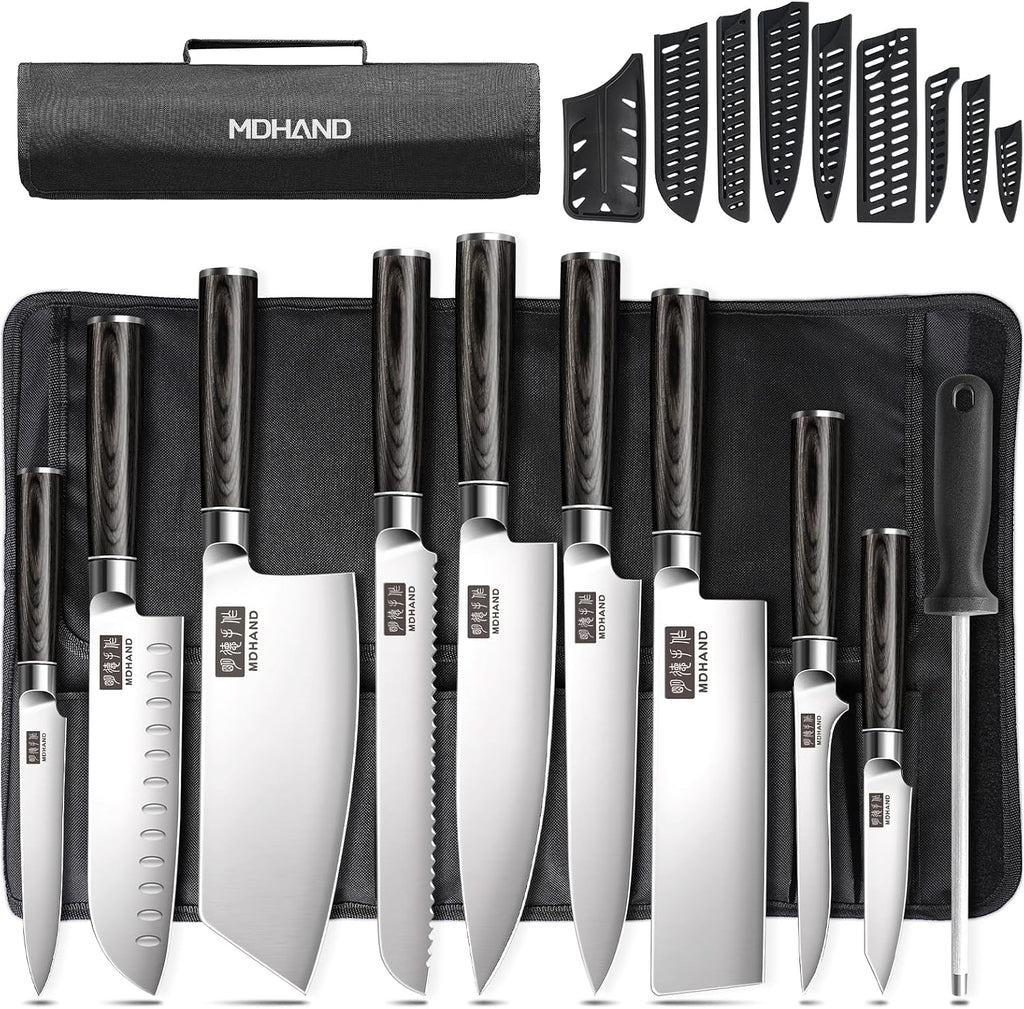Chef Knife Set with Roll Bag, Ultra Sharp Japanese Kitchen Knife Set
